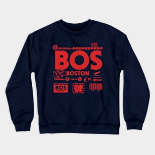 Vintage Boston BOS Airport Code Travel Day Retro Travel Tag Crewneck Sweatshirt